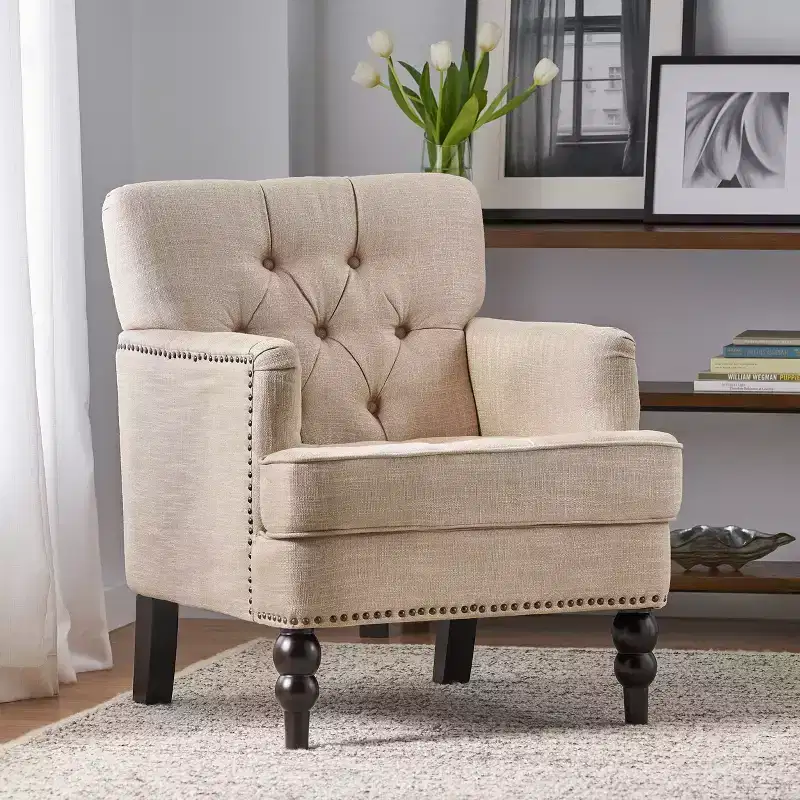 28W Upholstered Accent Chair, Club Chair with Tufted Back 4B - ModernLuxe