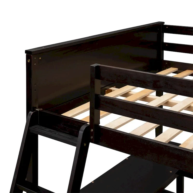 Full Size Loft Bed with Shelves and Built-in Desk, Metal Frame, Space-Saving Design