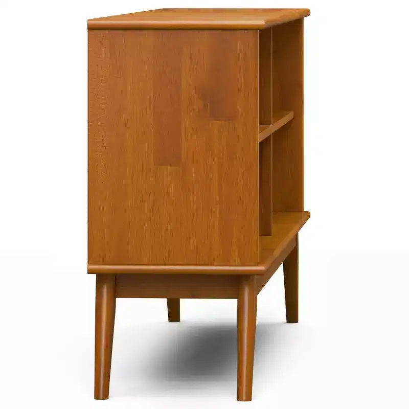 WyndenHall 30" Tierney Low Bookcase Teak Brown: Modern Style, 4 Fixed Shelves, Rubberwood Frame