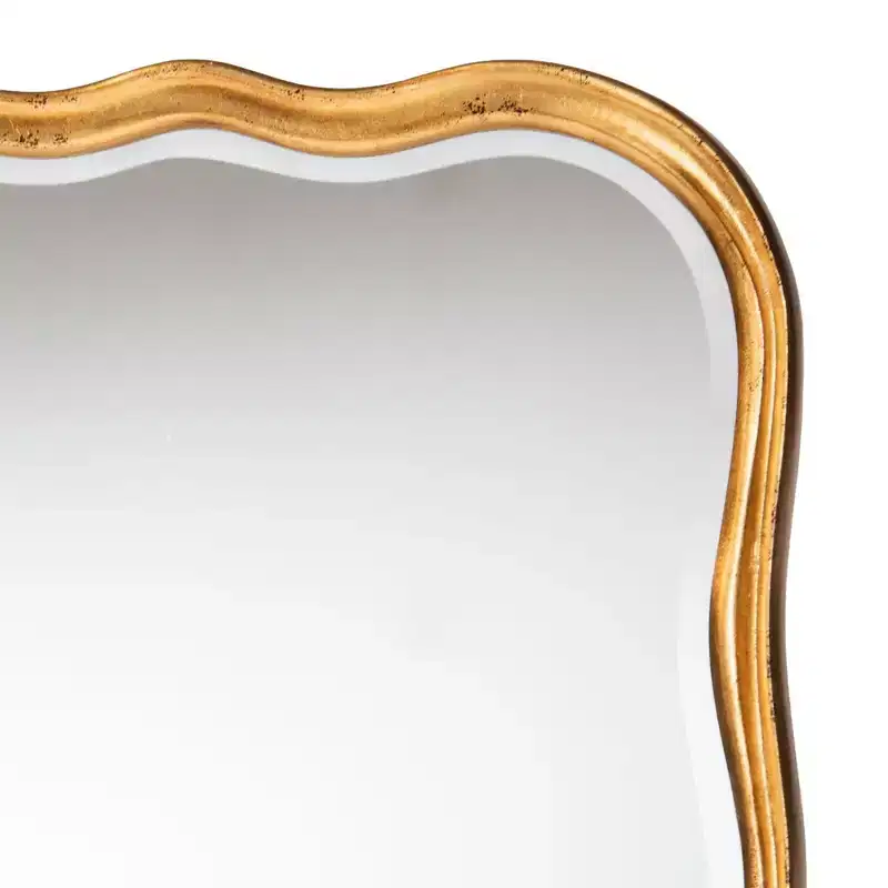 Antique Goldleaf Scalloped Wood Accent Wall Mirror