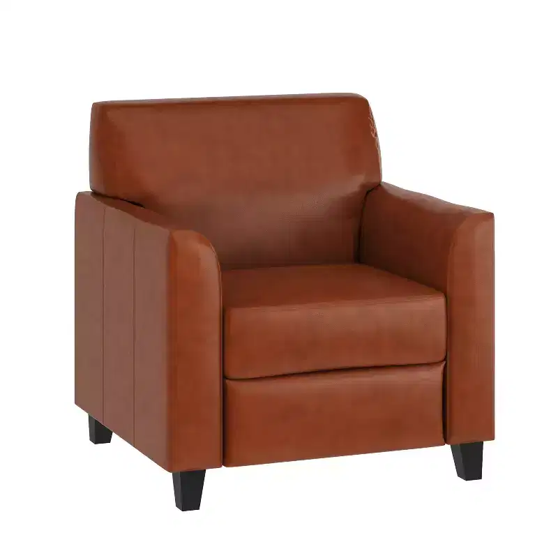 Emma and Oliver Leather Chair with Clean Line Stitched Frame