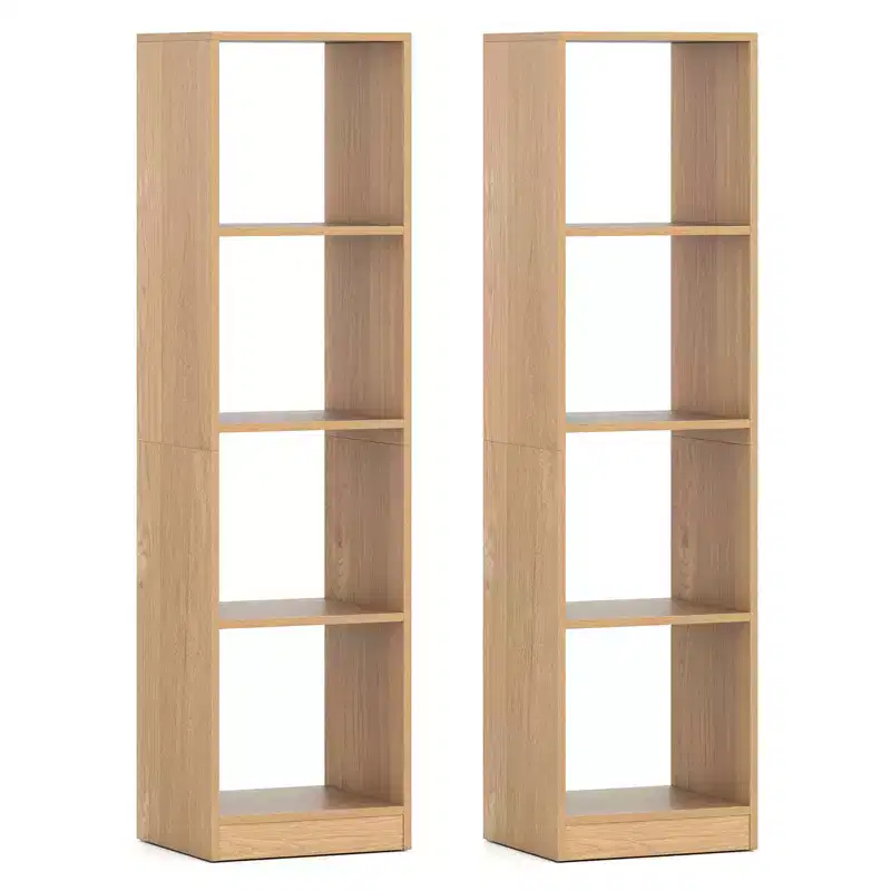Costway 2PCS 5-Tier Bookshelf Corner Bookcase Storage Display Organizer w/ 4 Cubes