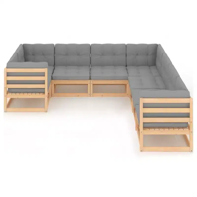 vidaXL Garden Lounge Set Natural wood Solid pine wood Large Stackable