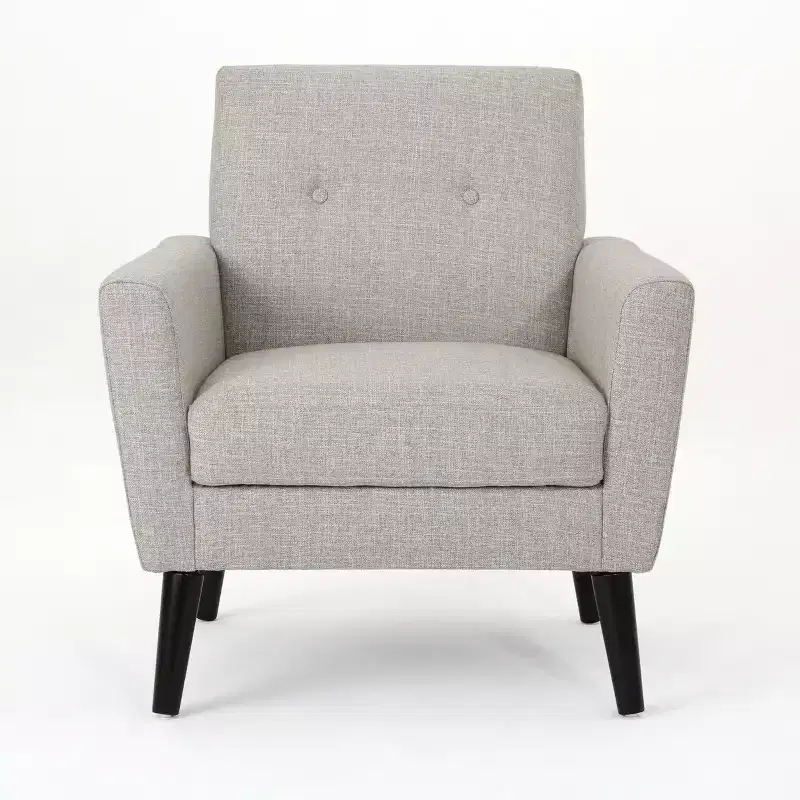 GDFStudio Teche Mid-Century Modern Fabric Upholstered Tufted Club Chair with Splayed Leg