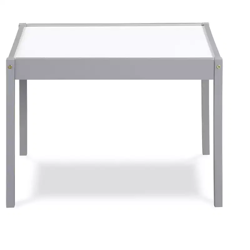 Etokfoks 3 Piece Kids Dry Erase Table and Two Chair Set Gray Solid Wood Durable Construction Easy to Clean Creative Art and Play Space