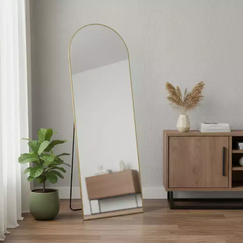 Gold Metal Arch Full-Length Mirror – Freestanding & Wall Mount