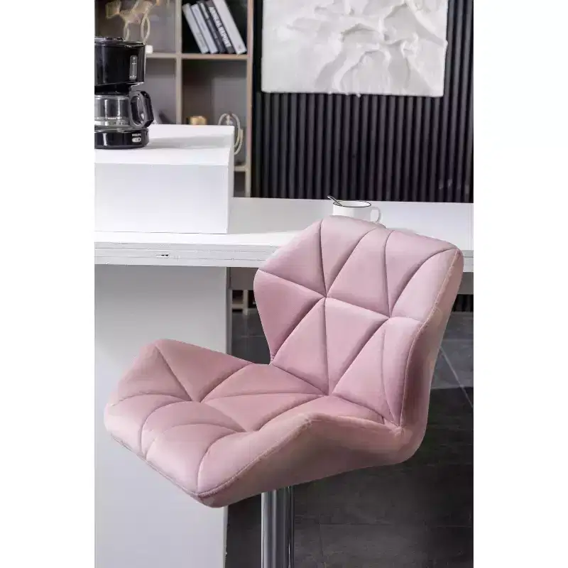 Roundhill Furniture Breni Velvet Diamond Tufted Swivel Adjustable Height Barstool, Mauve, Set of 2