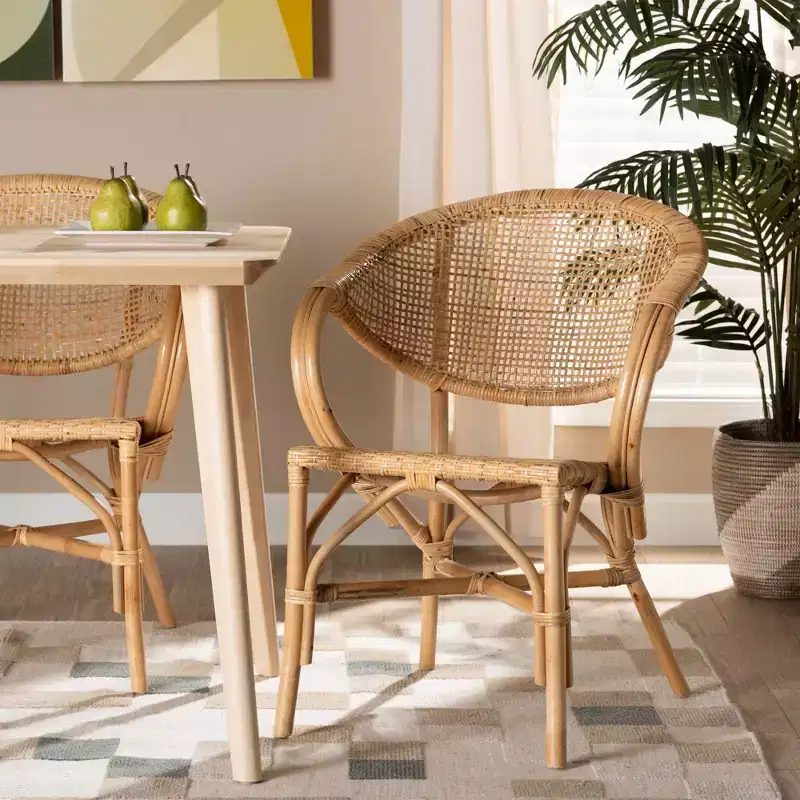 Varick Rattan Dining Chair Set Natural/Brown - bali & pari