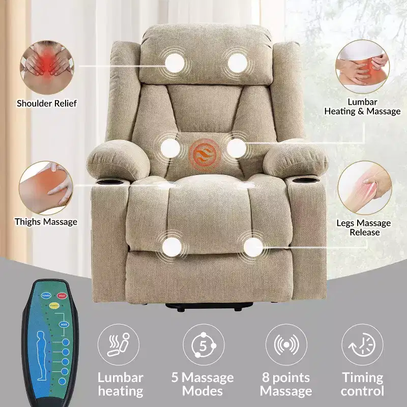 Rex Power Lift Assist Recliner|Hulala Home-BEIGE