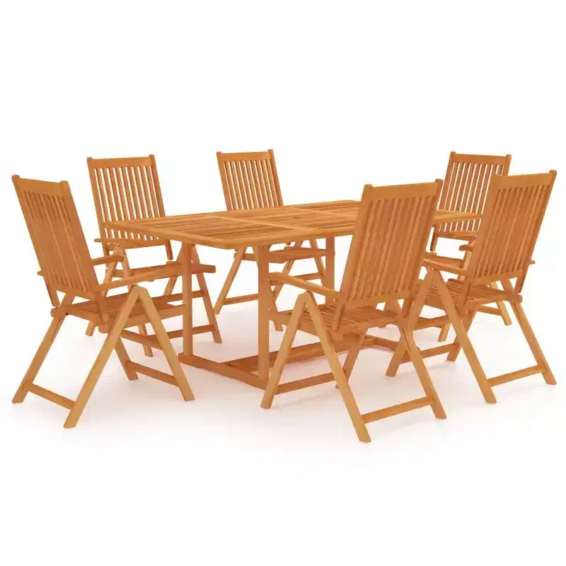 vidaXL Garden Dining Set Warm brown Fine sanded teak hardwood 7-Piece Set