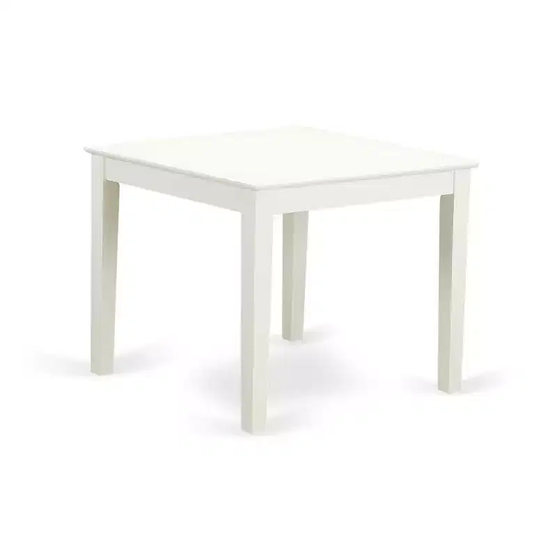 HomeStock 3-Pc Linen White Finish Square Solid Wood Top Dining Table Set - Seats 2