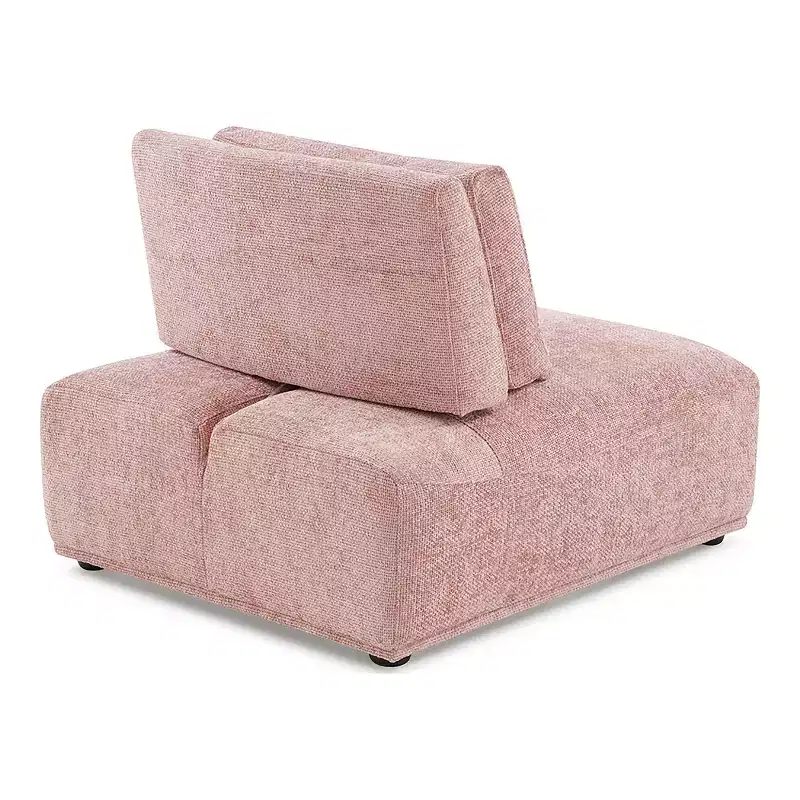 HOMES: Inside + Out Povoa Modern Modular Armless Chair Chenille with Extendable Backrest Pink