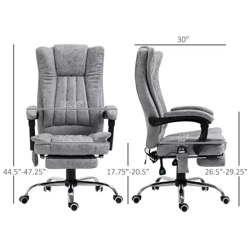 Massage Office Chair with 6 Points and Heat, Reclining Computer Chair with Adjustable Height and Footrest