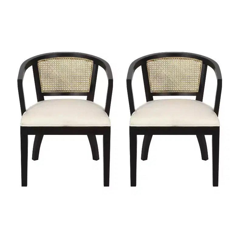 Christopher Knight Home Delwood Traditional Upholstered Rubberwood and Cane Dining Chairs (Set of 2)