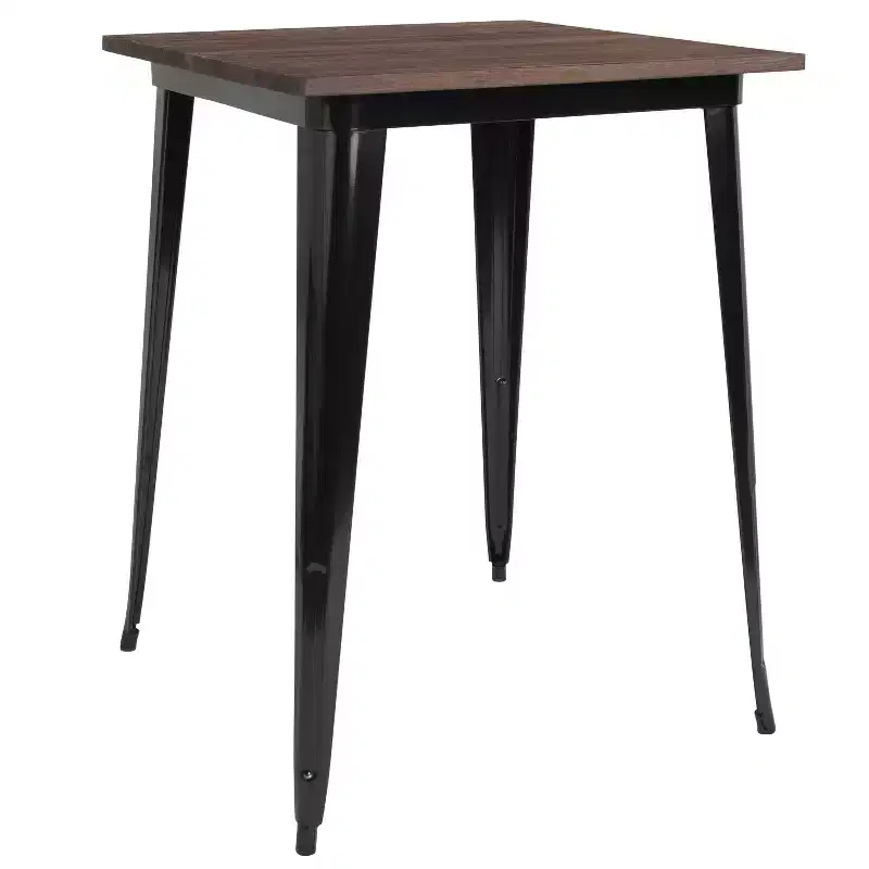 Emma and Oliver 31.5 Square Wood/Metal Indoor Bar Height Table