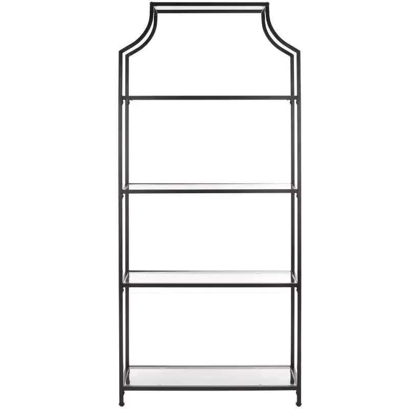4-Tier Metal & Glass Etagere | Open Shelf Display Unit White