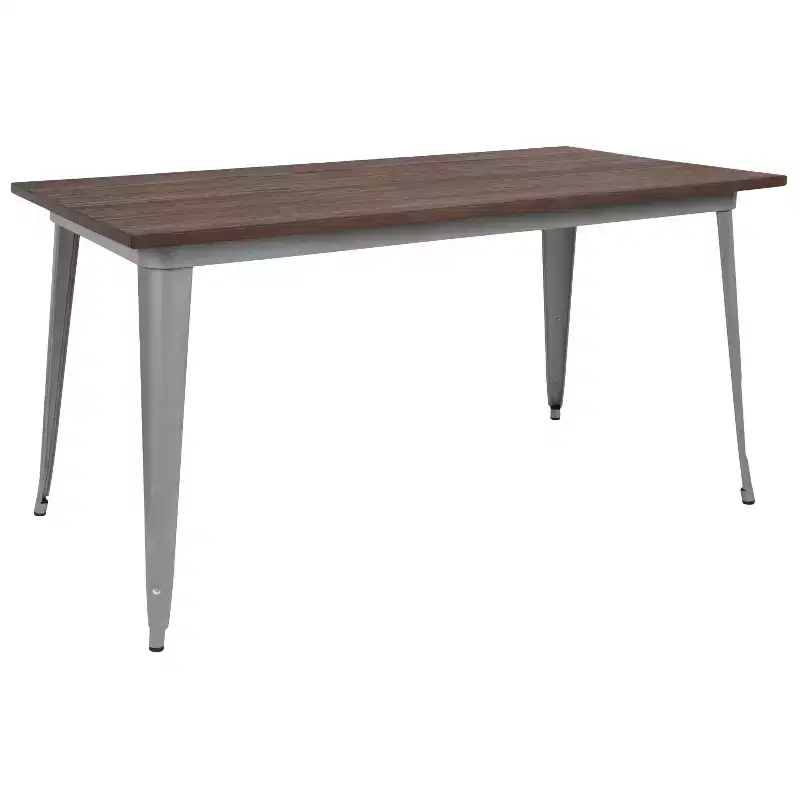 Merrick Lane Rectangular Steel Frame Square Table With Wood Top