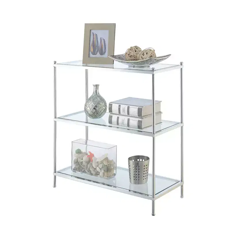 30.25" Royal Crest 3 Tier Bookcase Chrome - Breighton Home