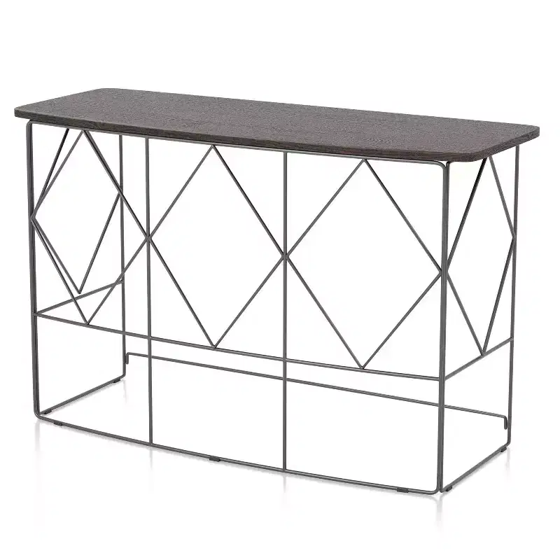 Rectangle Sofa Table Walnut: Steel Frame, MDF & Wood Veneer, 30" High, Narrow Profile