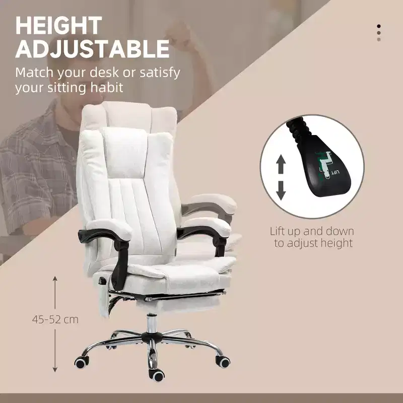 Massage Office Chair with 6 Points and Heat, Reclining Computer Chair with Adjustable Height and Footrest