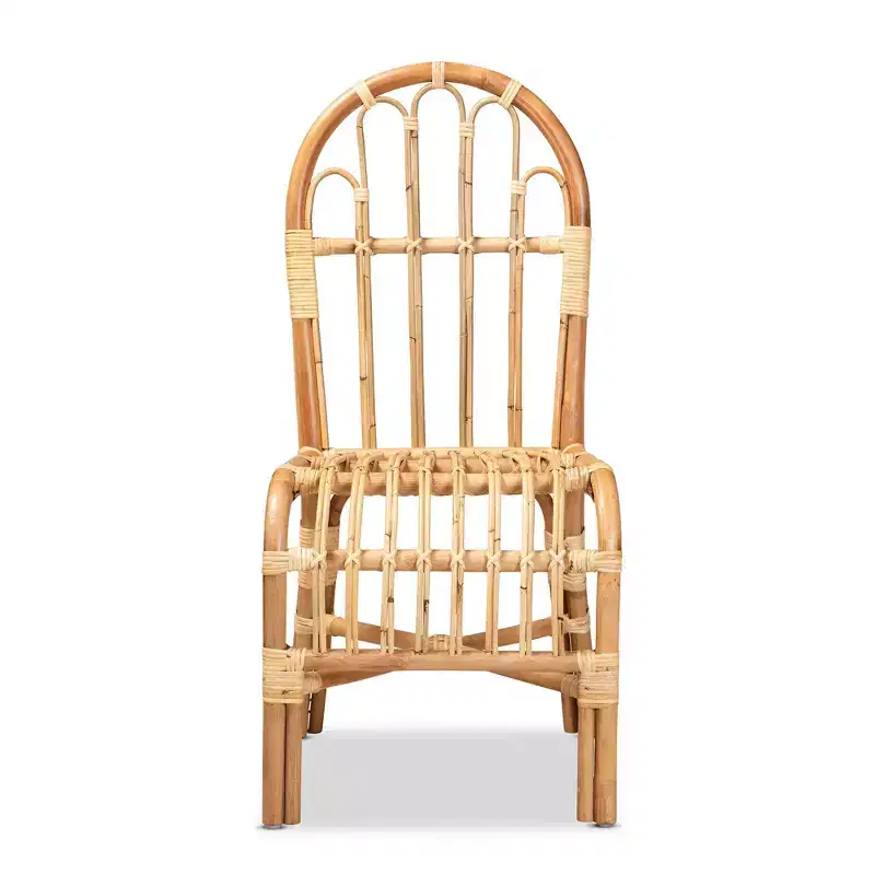 Natural Rattan Accent Chair with Looped Back – 37.4