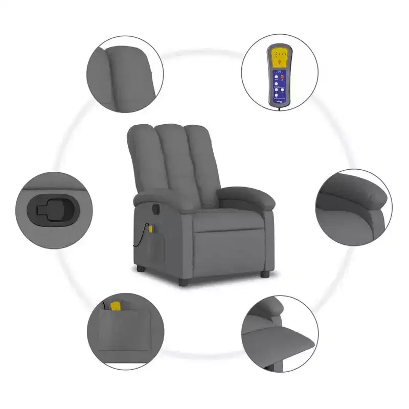 vidaXL Massage Recliner Chair, Adjustable Backrest/Footrest, Reclining Sofa - Dark Green