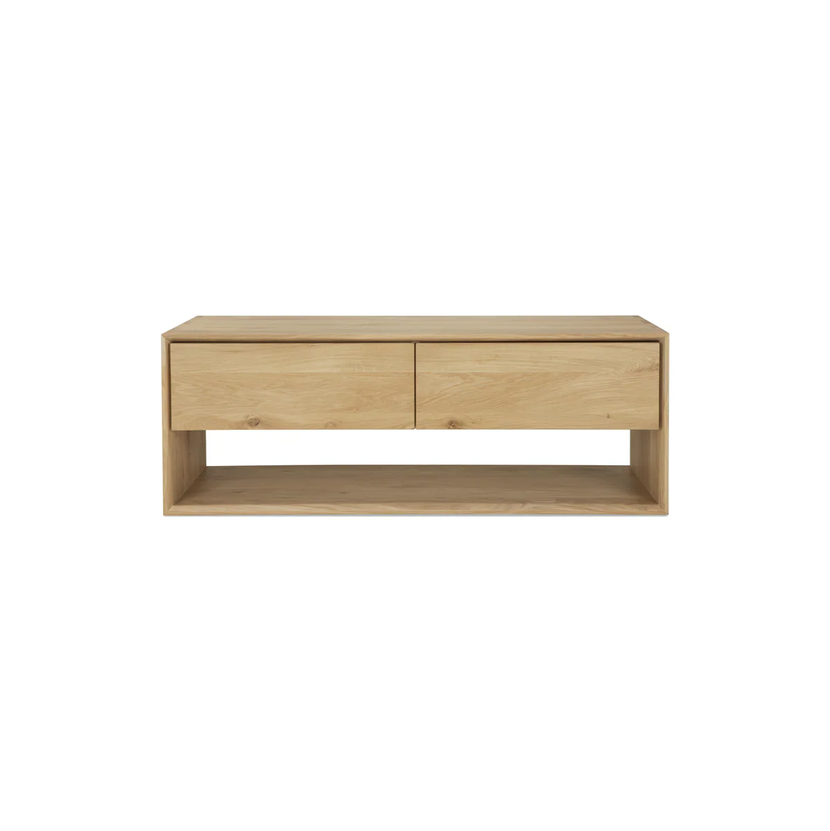 Natural Oak Entertainment Cabinet with Storage for Living Room