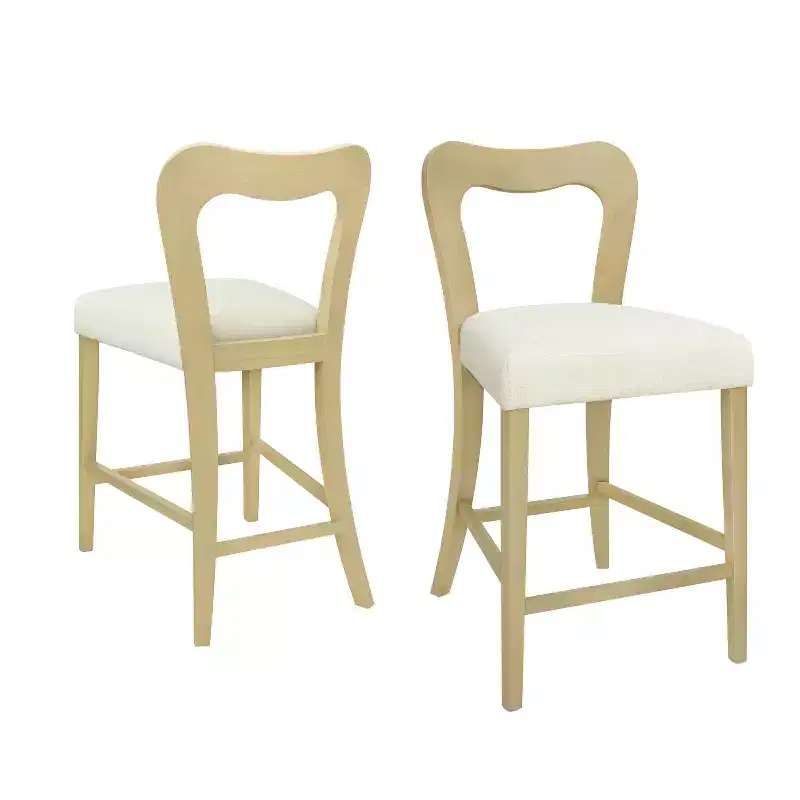 Christopher Knight Home Imamu Rubberwood Upholstered Counter Stools with Curved Open Back (Set of 2)