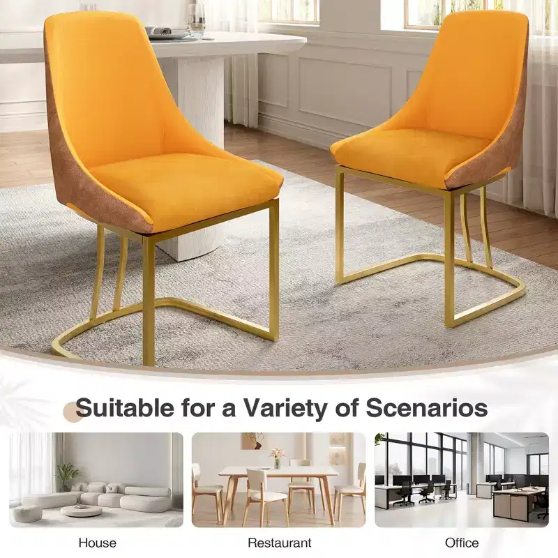 CLIHOME Set of 2 Modern High Back Dining Chair with Metal Legs