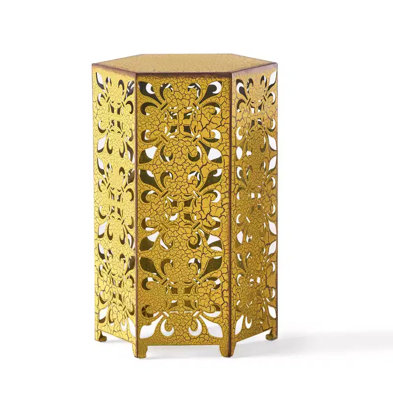 Iron Living Room Side Table,Outdoor Side Table, Modern Hexagonal Patio End Table