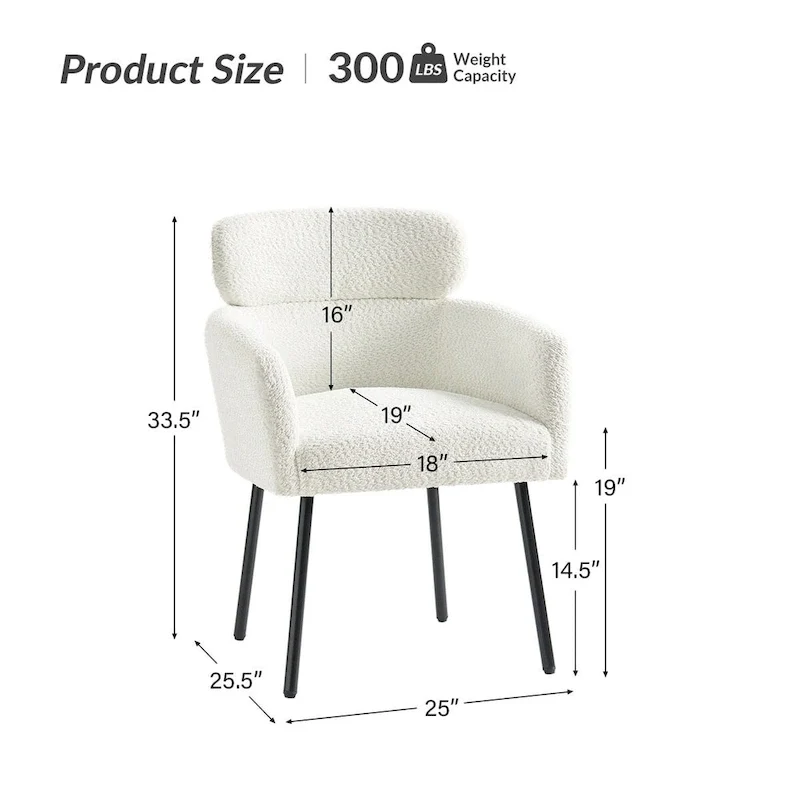 Amos Modern Boucle Dining Chair with Adjustment Feet Set of 2 by HULALA HOME