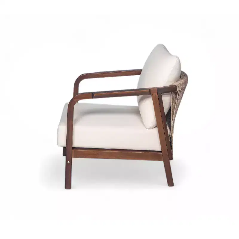 Christopher Knight Home Ivana Patio Woven Rope Acacia Wood Club Chair with Deep Cushions