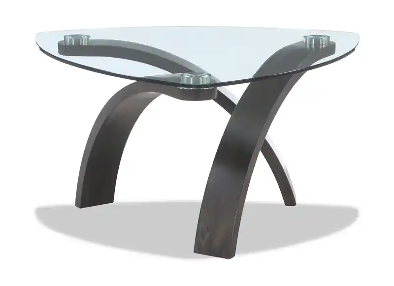 34.75 Modern Glass Top Coffee Table - Brown with Bentwoood Legs