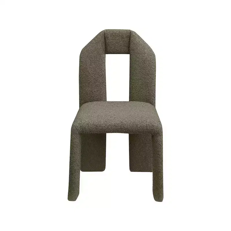 Meridian Furniture Bennett Olive Boucle Fabric Dining Chair, Set of 2