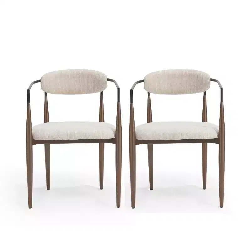 Christopher Knight Home Teuvo Modern Fabric Upholstered Iron Dining Chairs (Set of 2)