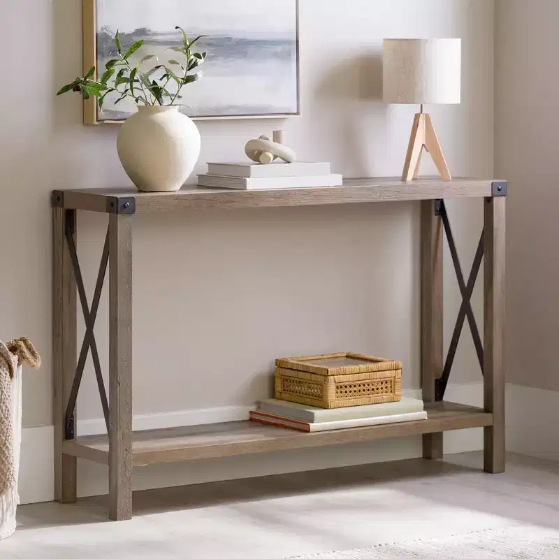 Sophie Rustic Industrial X Frame Entry Table - Saracina Home