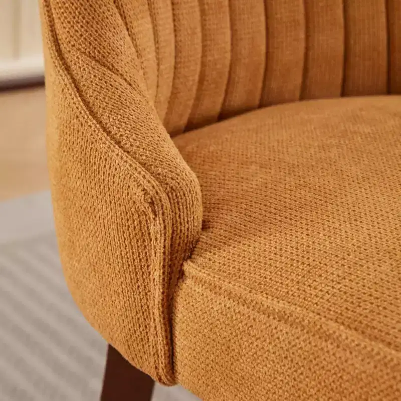 CLIHOME Set of 2 Rayon Cloth Flocking Linen Dining Chairs Channel Kitchen Dinner Chair Comfy Fabric Upholstered Accent Chair
