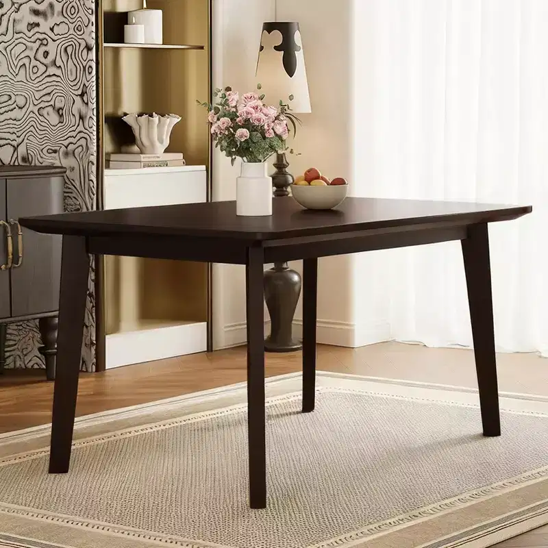5-Piece Rustic Dining Set with Wood Table and 4 Upholstered Chairs in Espresso