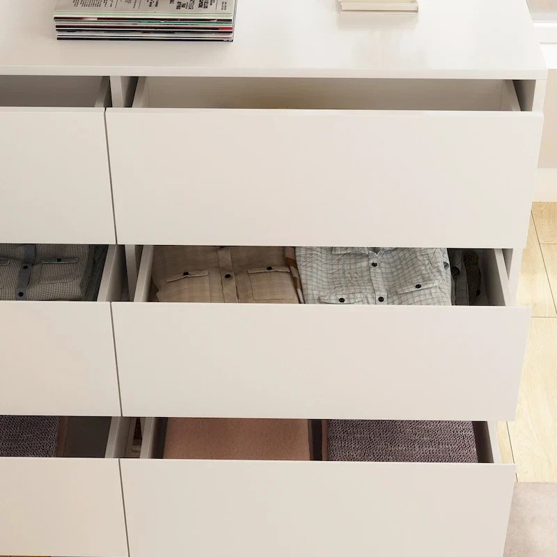 32.7H Rotating Dresser and Desk 6 Drawer Dresser Makeup Vanity White/Black