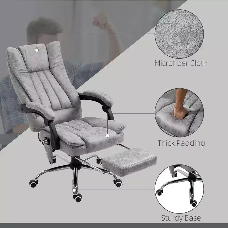 Massage Office Chair with 6 Points and Heat, Reclining Computer Chair with Adjustable Height and Footrest
