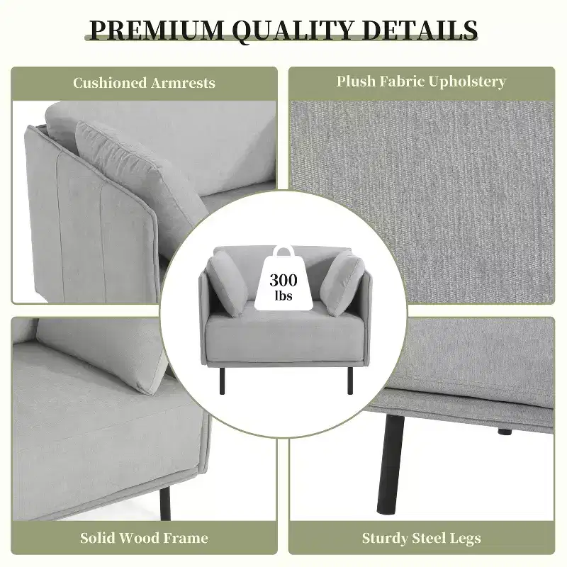 Polyester & Solid Wood Lounge Chair 31.1''H x 32.28''W x 39.17''D