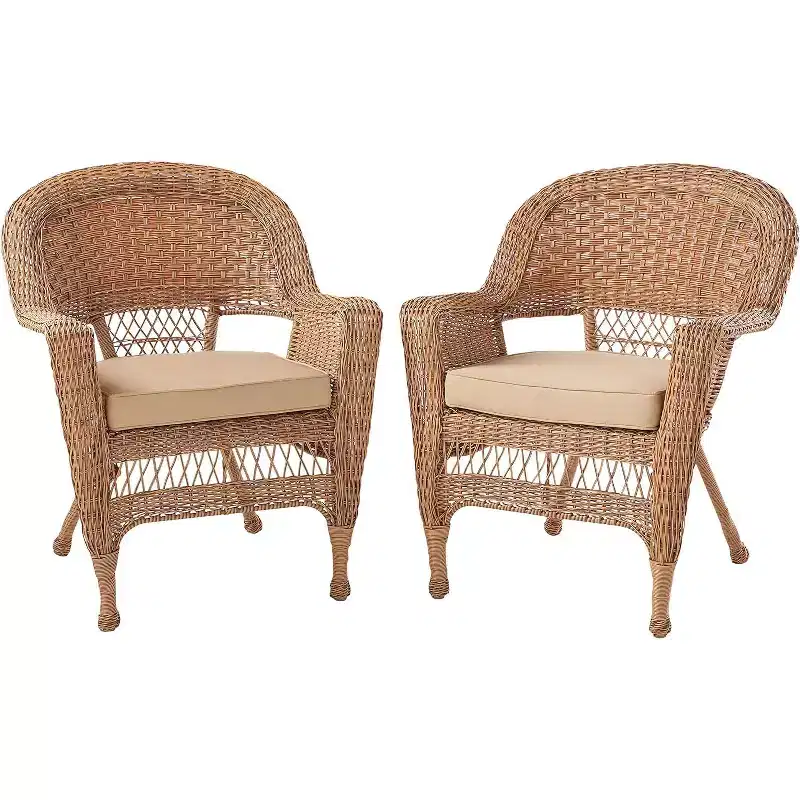 HomeStock Honey Coastal Craftsman Chair Set of 2 with Cushions