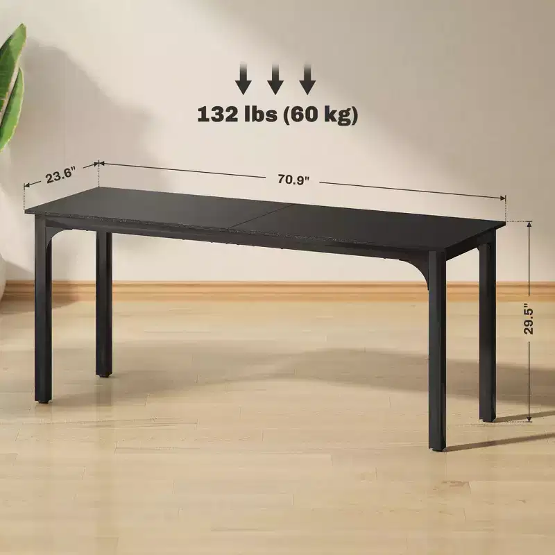 71 Inch Large Industrial Desk Home Office Table with Wide and Metal Frame