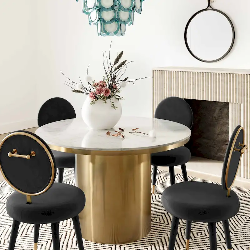 Kylie Oval-back Armless Velvet Dining Chair