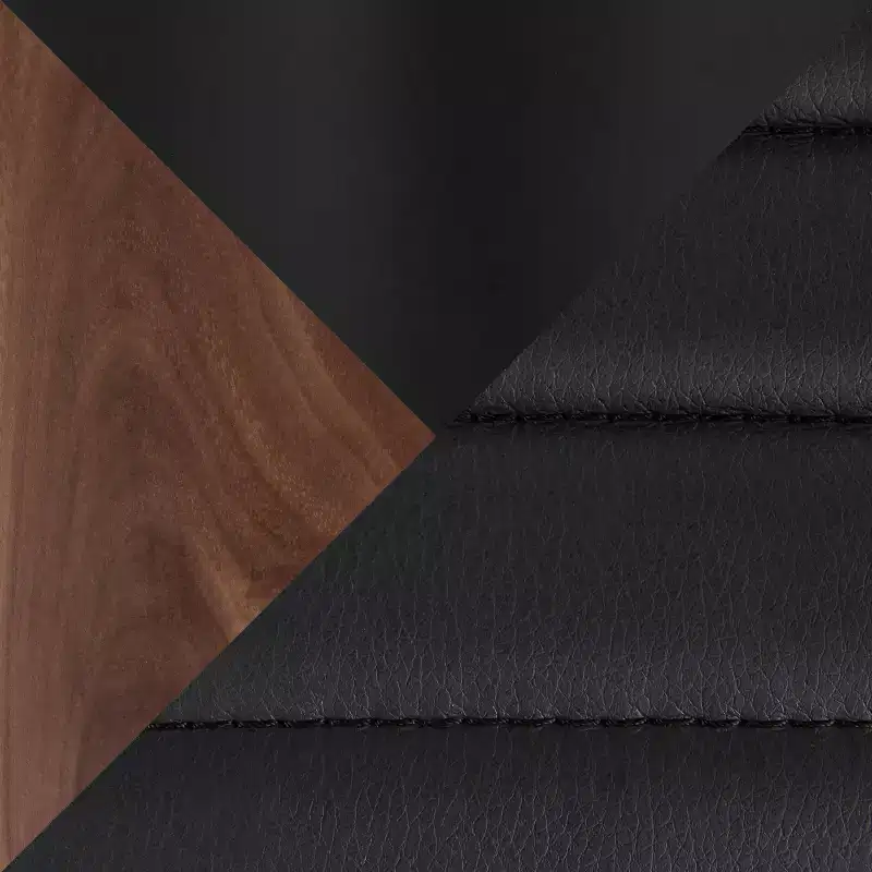 LumiSource Set of 2 26" Mason Mara Counter Height Barstools Black Walnut Wood/Black PU Leather