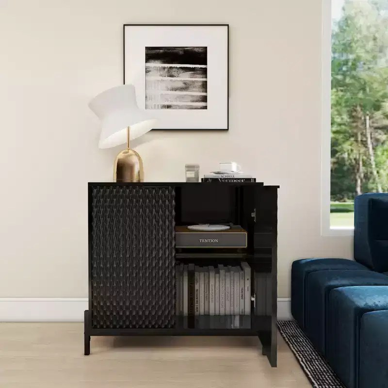 CLIHOME 31.5 in. 2-Door Wooden Accent Decorative Storage Cabinet with 3 Adjustable Shelf