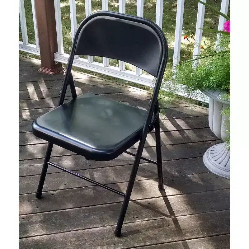 29.52" Peakform Vinyl Padded Folding Chair Black