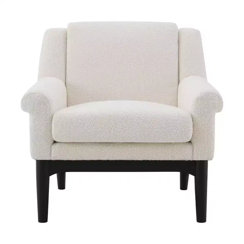 Whisen Sculptural Flared Arm Accent Chair with Solid Wood Frame Modern Reclined Upholstered Lounge Chair, Ergonomic Reading Chair