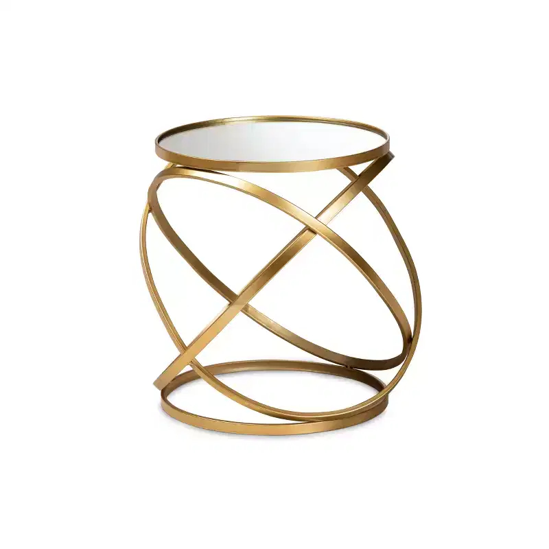 Metal and Mirrored Glass End Table Gold