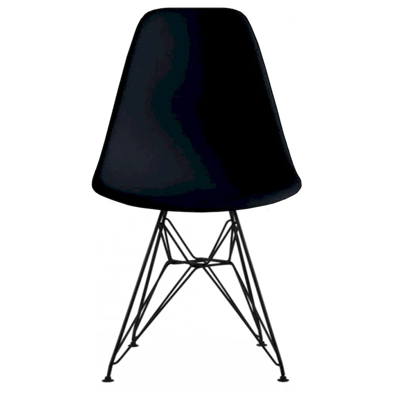 Modern Plastic Accent Designer Side Dining Matte Chair With Dark Black Wire Chrome Legs Base